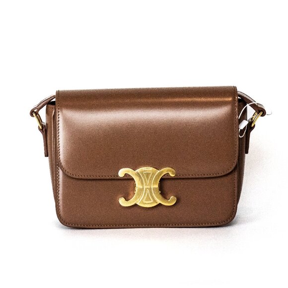 Celine Teen Triomphe Bag in Bronze Shiny Calfskin - Picture 1 of 7